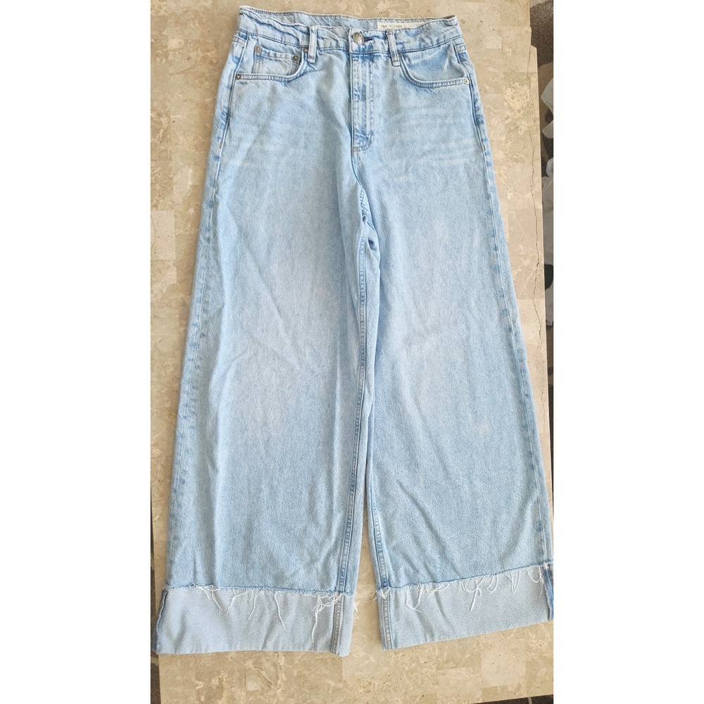 Rag & Bone Sofie Ultra High Rise Wide Leg Crop Jeans Cuffed Raw Hem Mari 27 - Picture 2 of 12